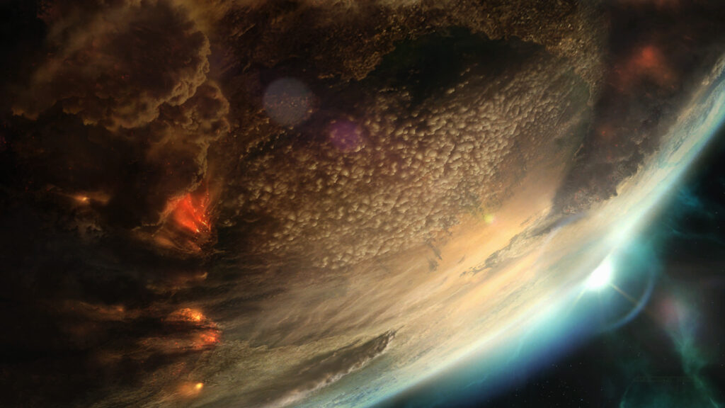 Stunning Space View of a Burning Alien Planet from Orbit 4K Wallpaper