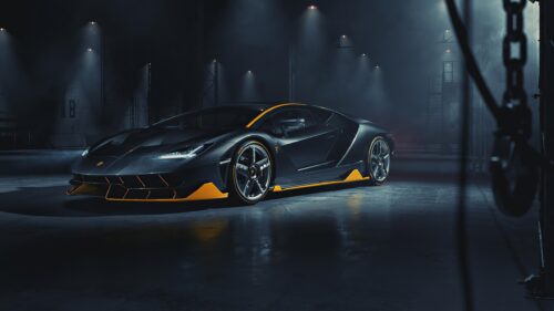 Lamborghini Centenario Black and Yellow Supercar Desktop Wallpaper