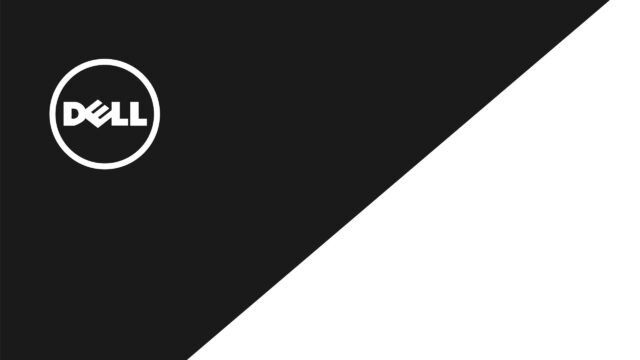 Minimalist Dell Logo on Split Black and White Background 4K Wallpaper