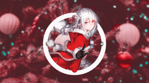 Anime Girl in Christmas Santa Outfit 4K Desktop Wallpaper