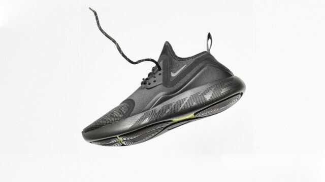 Minimalist Black Nike Training Shoe Floating Mid-Air High Resolution PC Wallpaper