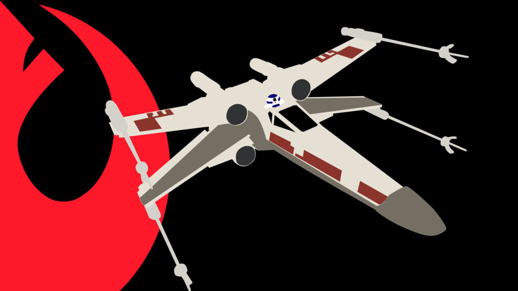 Minimalist Star Wars X-Wing Fighter with Rebel Alliance Emblem PC Wallpaper