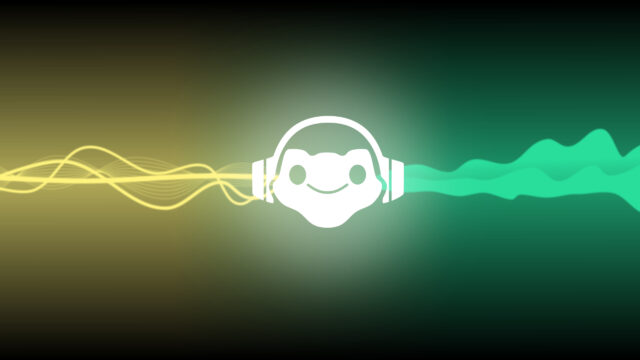 Minimalist Lucio Overwatch Logo with Yellow and Green Sound Waves 4K Desktop Wallpaper