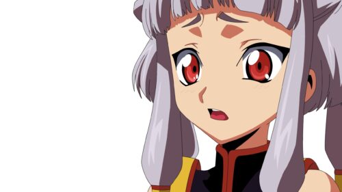 Anime Girl with Red Eyes and Silver Hair Portrait 4K Wallpaper