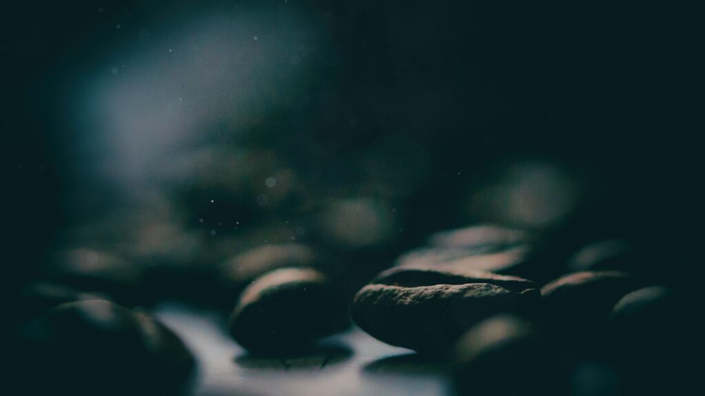 Macro Coffee Beans Rustic Dark Atmosphere 4K Desktop Wallpaper