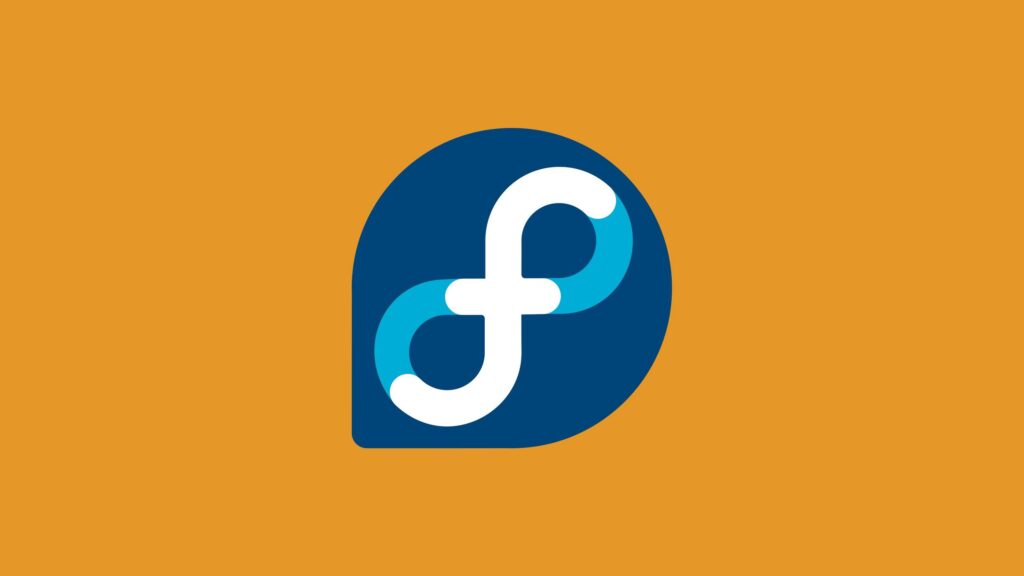 Fedora Linux Logo Minimalist Blue and Gold 4K Desktop Wallpaper