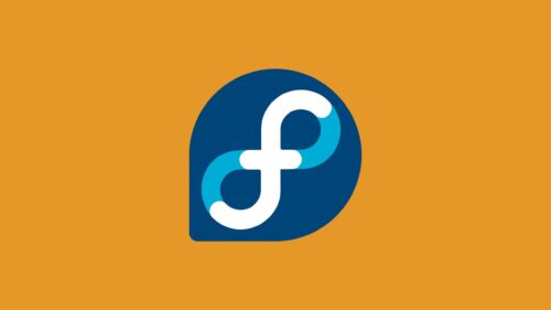 Fedora Linux Logo Minimalist Blue and Gold 4K Desktop Wallpaper