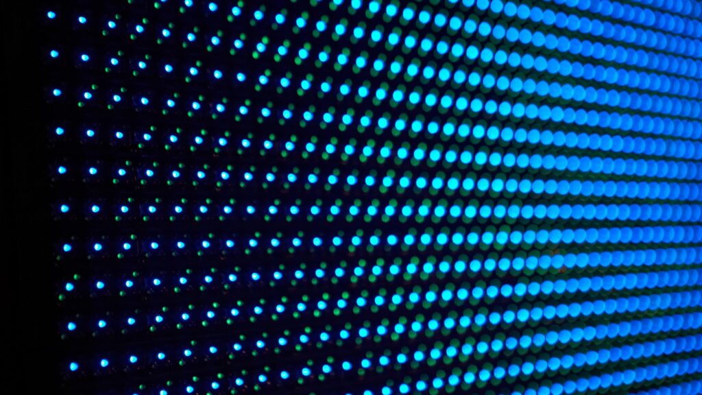 Abstract Glowing Blue LED Light Matrix Tech Pattern 4K Desktop Wallpaper