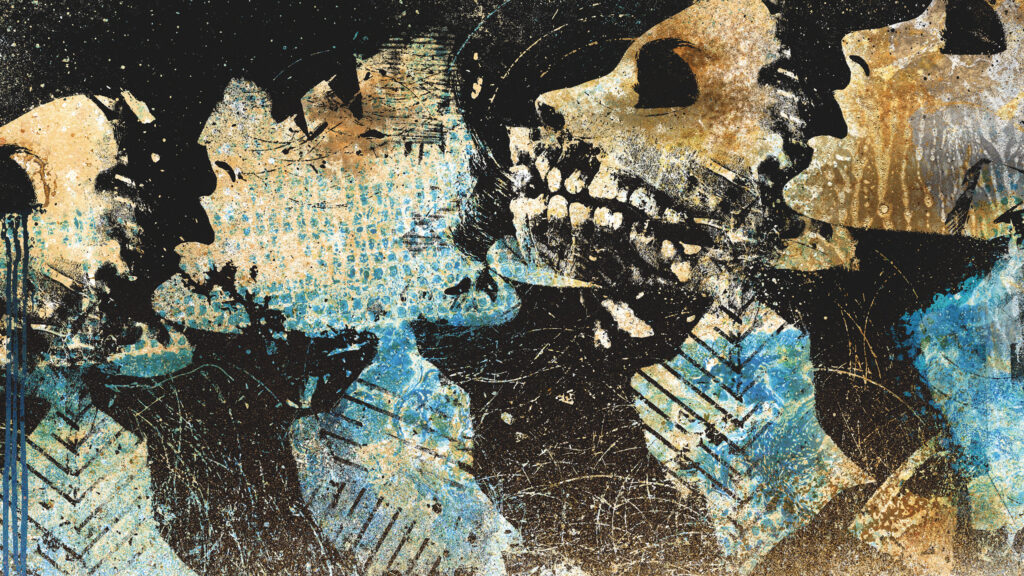 Abstract Grunge Skull and Silhouette Dark Art 4K Desktop Wallpaper
