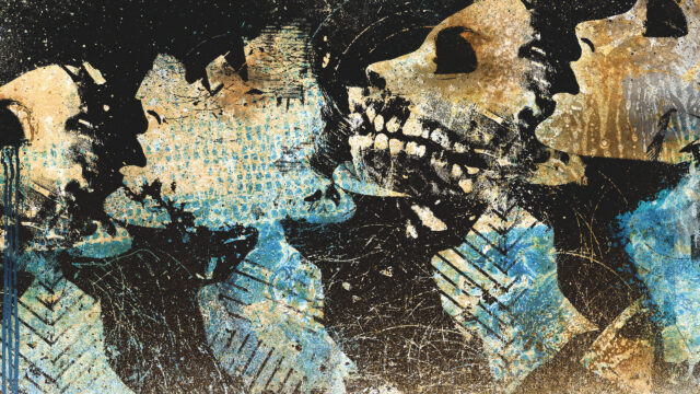 Abstract Grunge Skull and Silhouette Dark Art 4K Desktop Wallpaper