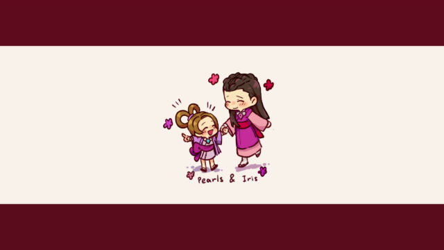 Cute Anime Pearls and Iris Chibi Illustration Desktop Wallpaper