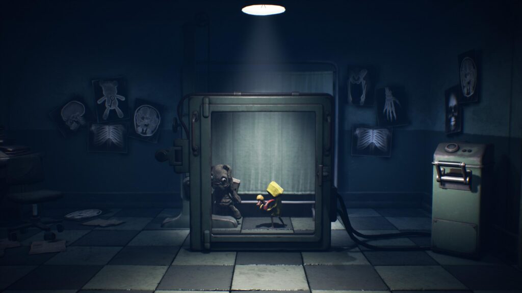 Little Nightmares Six and Teddy Bear in Medical Room 4K Wallpaper