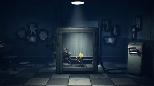 Little Nightmares Six and Teddy Bear in Medical Room 4K Wallpaper