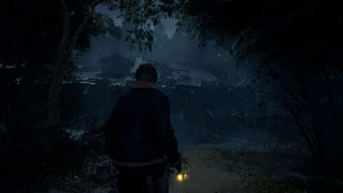 Leon Kennedy Resident Evil 4 Remake Dark Forest House 4K Desktop Wallpaper