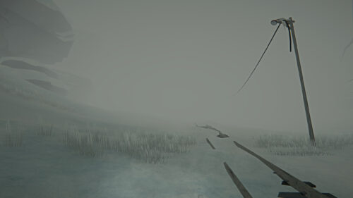 Eerie Snowy Landscape with Abandoned Power Line 4K PC Wallpaper