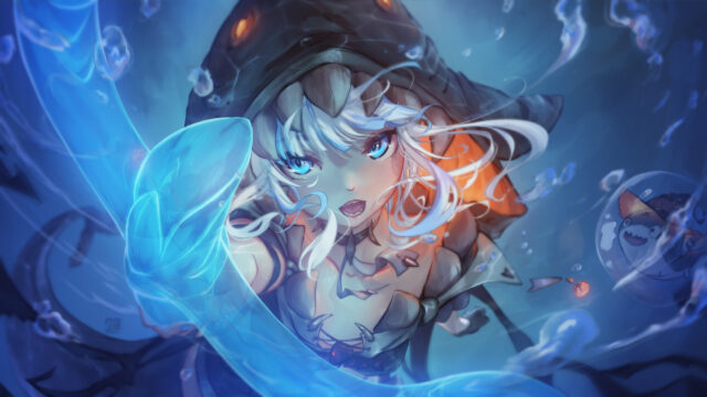 Gawr Gura Underwater Fantasy Anime Girl 4K Desktop Wallpaper
