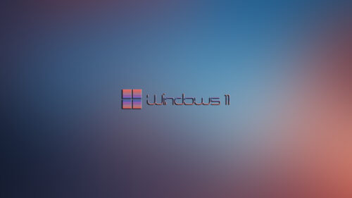 Minimalist Windows 11 Logo with Vibrant Gradient Blurred Background 4K Wallpaper