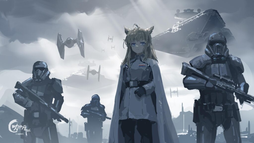 Anime Girl Imperial Officer Star Wars Theme 4K Desktop Wallpaper