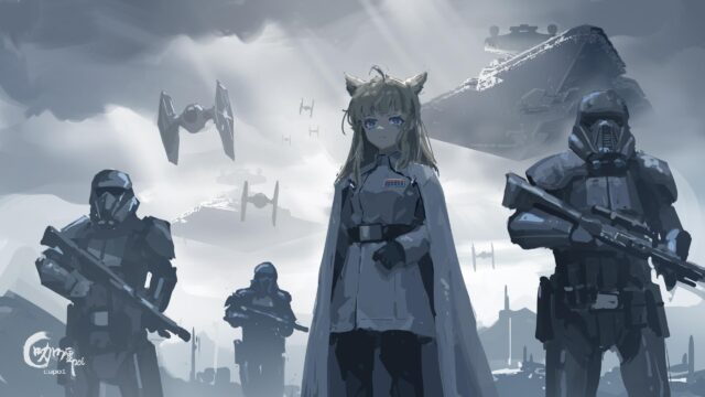 Anime Girl Imperial Officer Star Wars Theme 4K Desktop Wallpaper