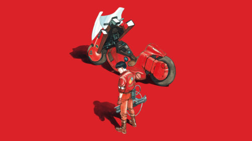 Akira Kaneda and Iconic Motorcycle High Resolution Desktop Wallpaper