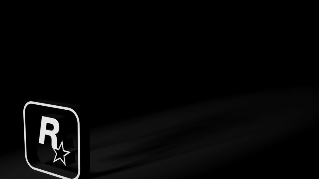 Minimalist Rockstar Games Logo 3D Black Background 4K Desktop Wallpaper