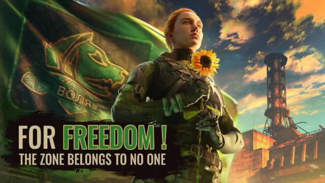 Stalker 2 Freedom Faction Character with Sunflower Desktop Wallpaper