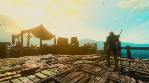 Geralt of Rivia Overlooking The Horizon in The Witcher 3 Wild Hunt 4K Wallpaper