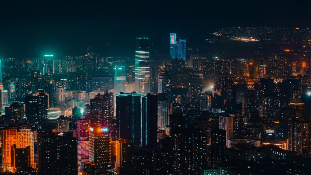 Breathtaking Cinematic Night Cityscape Skyline Desktop Wallpaper