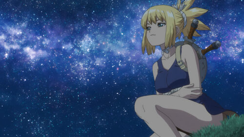 Kohaku Dr. Stone Anime Girl Stargazing Night Sky Desktop Wallpaper
