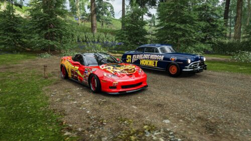 Lightning McQueen Corvette and Fabulous Hudson Hornet 4K PC Wallpaper