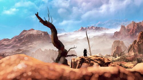 Geralt of Rivia Standing in a Desert Wasteland The Witcher 3 PC Wallpaper