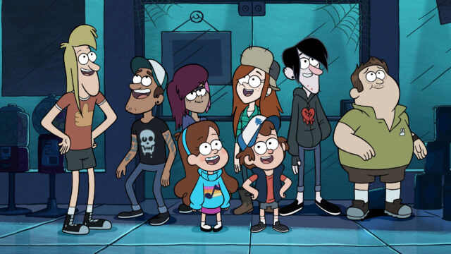 Gravity Falls Main Characters Standing Together Desktop Wallpaper