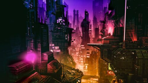 Futuristic Cyberpunk Megalopolis Cityscape 4K Desktop Wallpaper