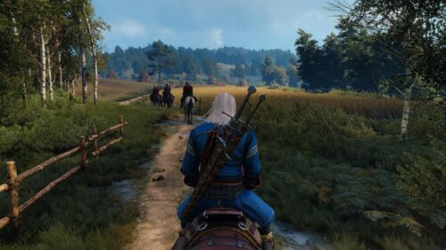 Geralt of Rivia Riding Through Velen The Witcher 3 Wild Hunt Desktop Wallpaper