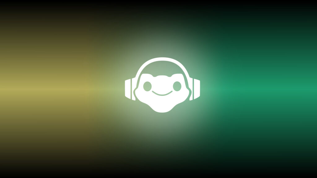 Minimalist Cute Robot Mascot Wearing Headphones Gradient Desktop Wallpaper
