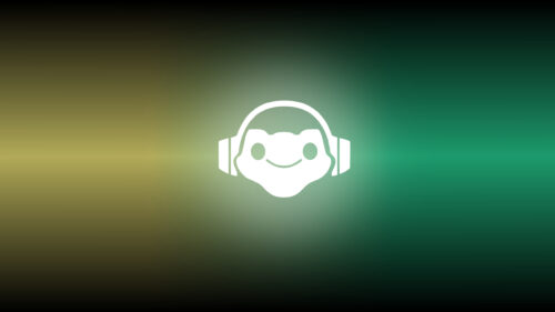 Minimalist Cute Robot Mascot Wearing Headphones Gradient Desktop Wallpaper