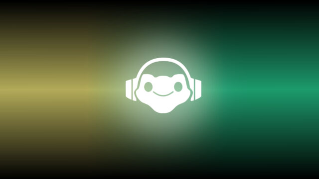 Minimalist Cute Robot Mascot Wearing Headphones Gradient Desktop Wallpaper