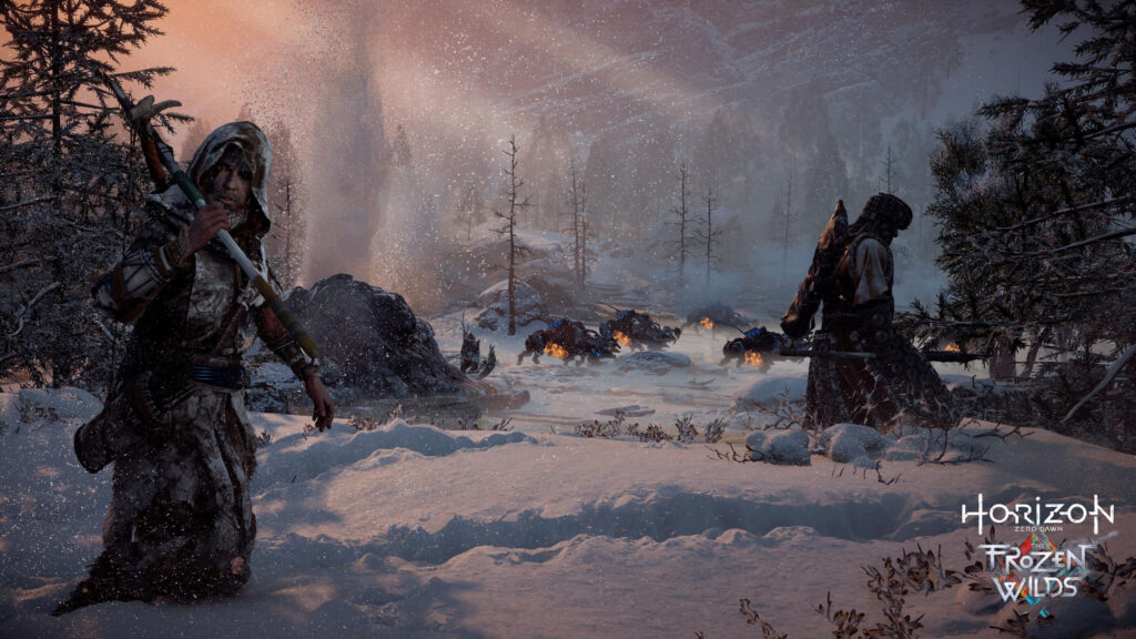 Horizon Zero Dawn The Frozen Wilds Snowy Wilderness Battle 4K PC Wallpaper