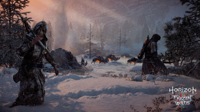 Horizon Zero Dawn The Frozen Wilds Snowy Wilderness Battle 4K PC Wallpaper
