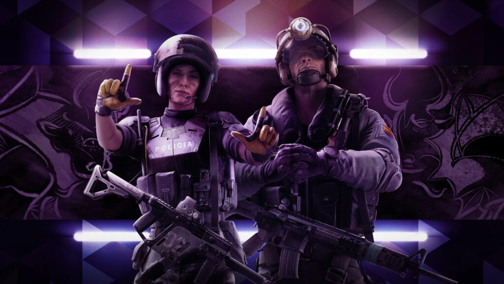 Rainbow Six Siege Operators Mira and Jackal Purple Neon PC Wallpaper