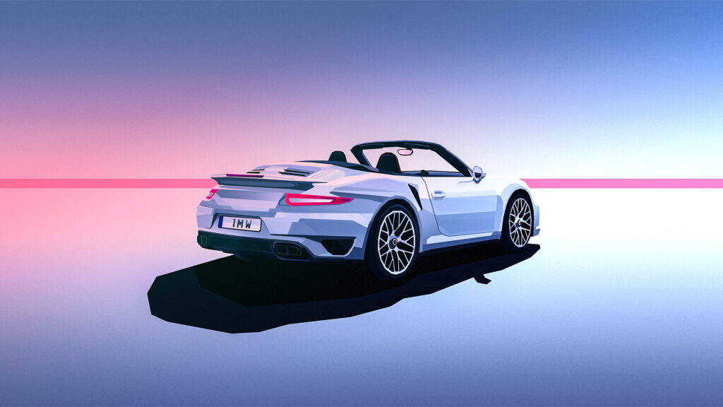 Minimalist Porsche 911 Cabriolet Vector Art 4K Desktop Wallpaper
