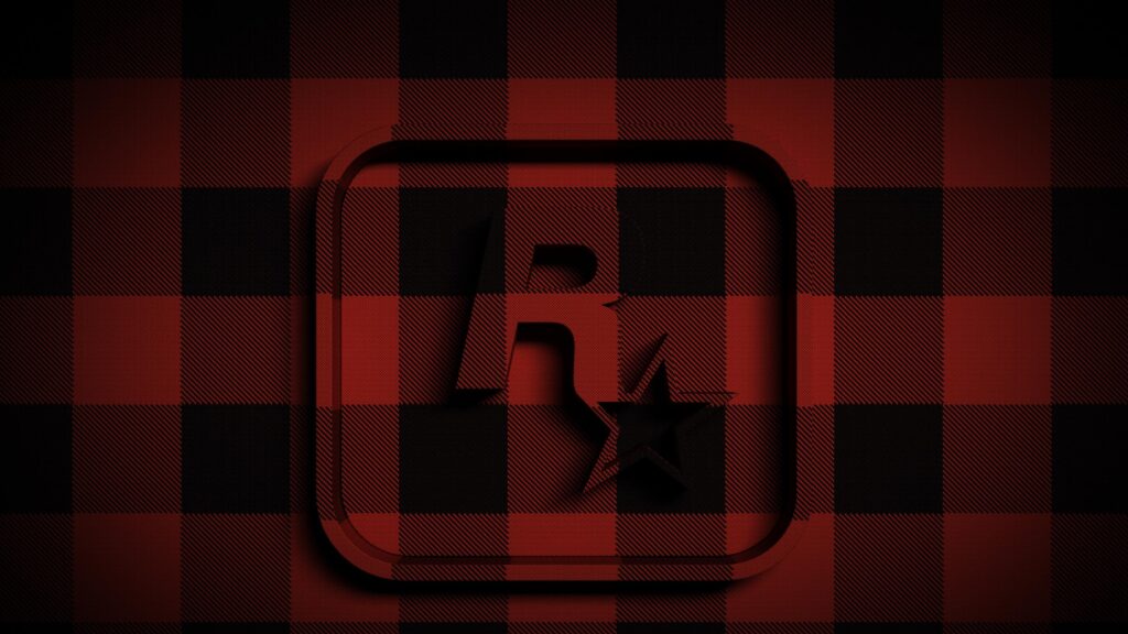 Rockstar Games Red Buffalo Plaid Logo Minimalist 4K Desktop Wallpaper
