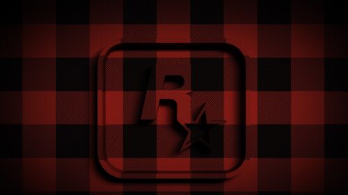 Rockstar Games Red Buffalo Plaid Logo Minimalist 4K Desktop Wallpaper