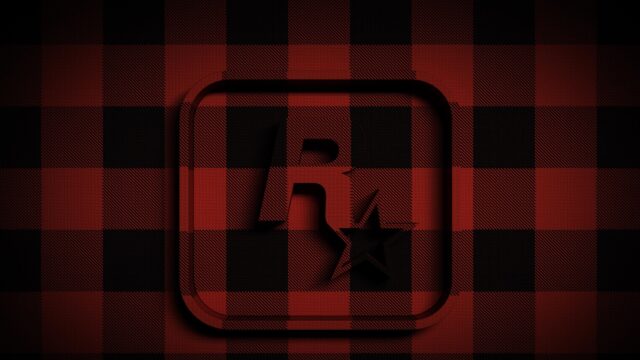 Rockstar Games Red Buffalo Plaid Logo Minimalist 4K Desktop Wallpaper