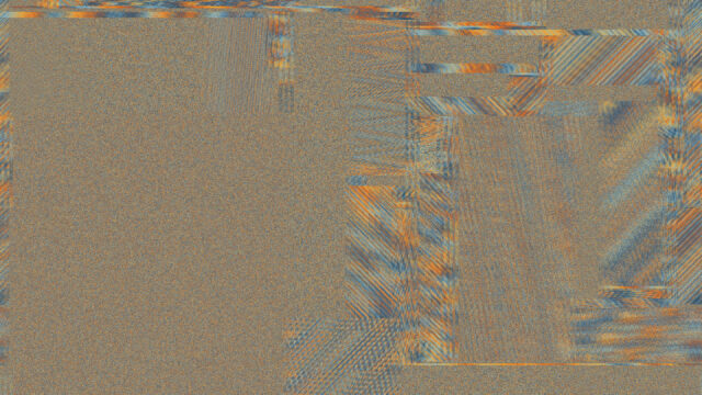 Abstract Glitch Art Texture with Orange and Blue Hues 4K Wallpaper