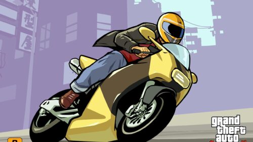 Grand Theft Auto Biker Riding Yellow Sportbike 4K Wallpaper