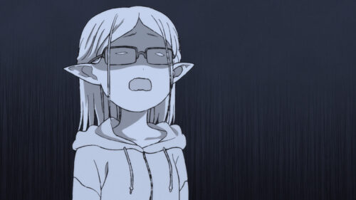 Anime Girl Wearing Glasses in Melancholic Atmosphere Desktop Wallpaper