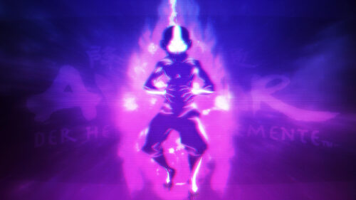 Aang Avatar State Glowing Neon Silhouette 4K Desktop Wallpaper