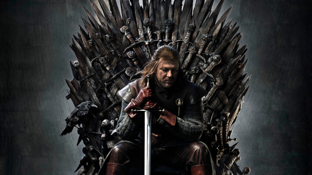 Eddard Stark Sitting on the Iron Throne Game of Thrones 4K Desktop Wallpaper