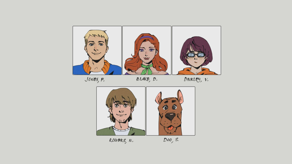 Minimalist Scooby-Doo Gang Character Portrait Illustration Desktop Wallpaper